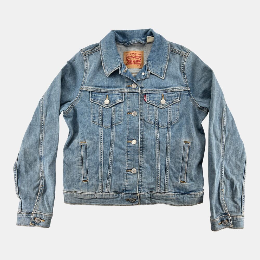 Levi Strauss Denim Trucker Jacket Womens Medium Blue Classic Jean Jacket